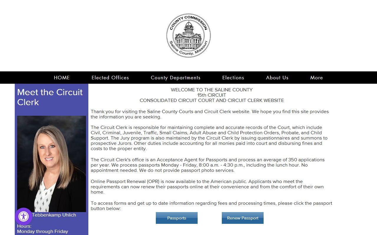 Saline County Circuit Clerk court records page for arrest case lookup