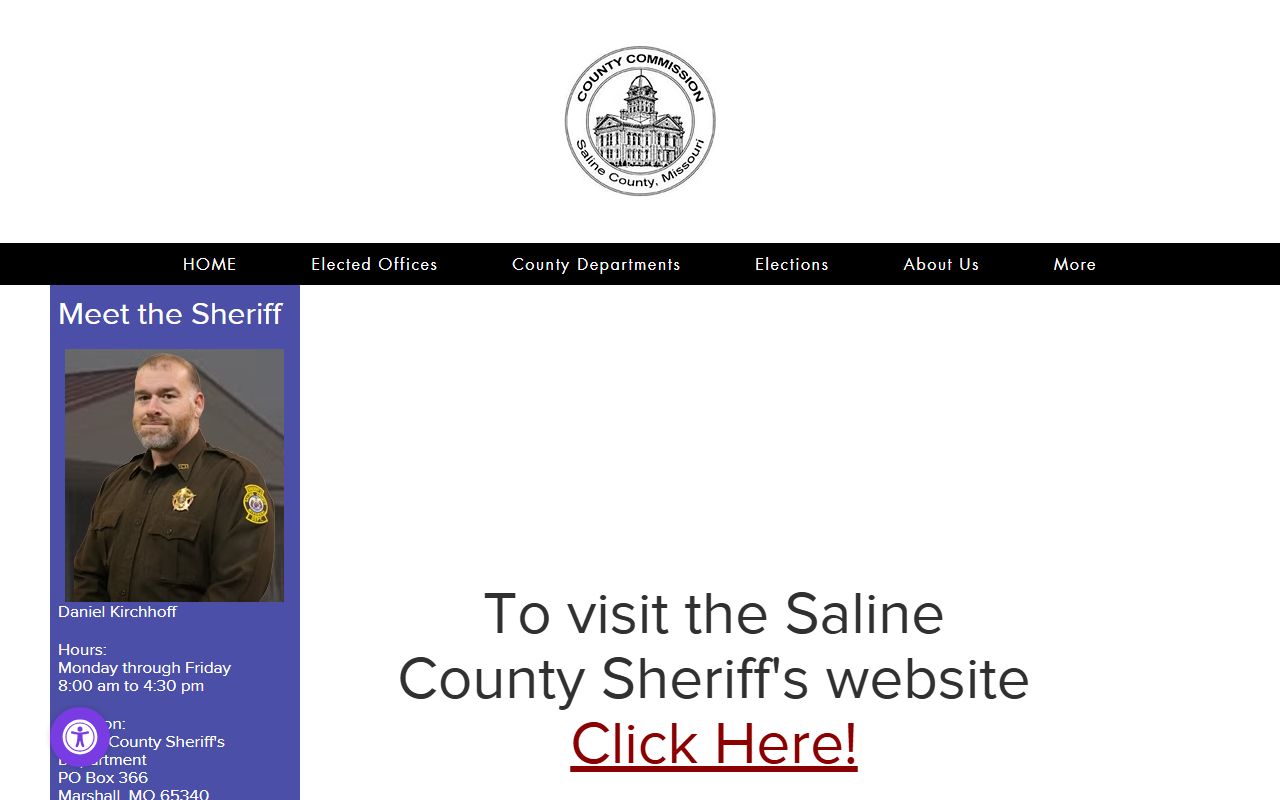 Saline County sheriff page for inmate population contact information