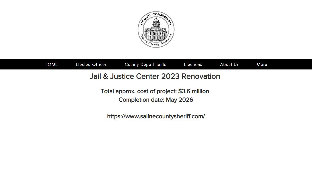 Saline County Jail and Justice Center renovation page for inmate population context